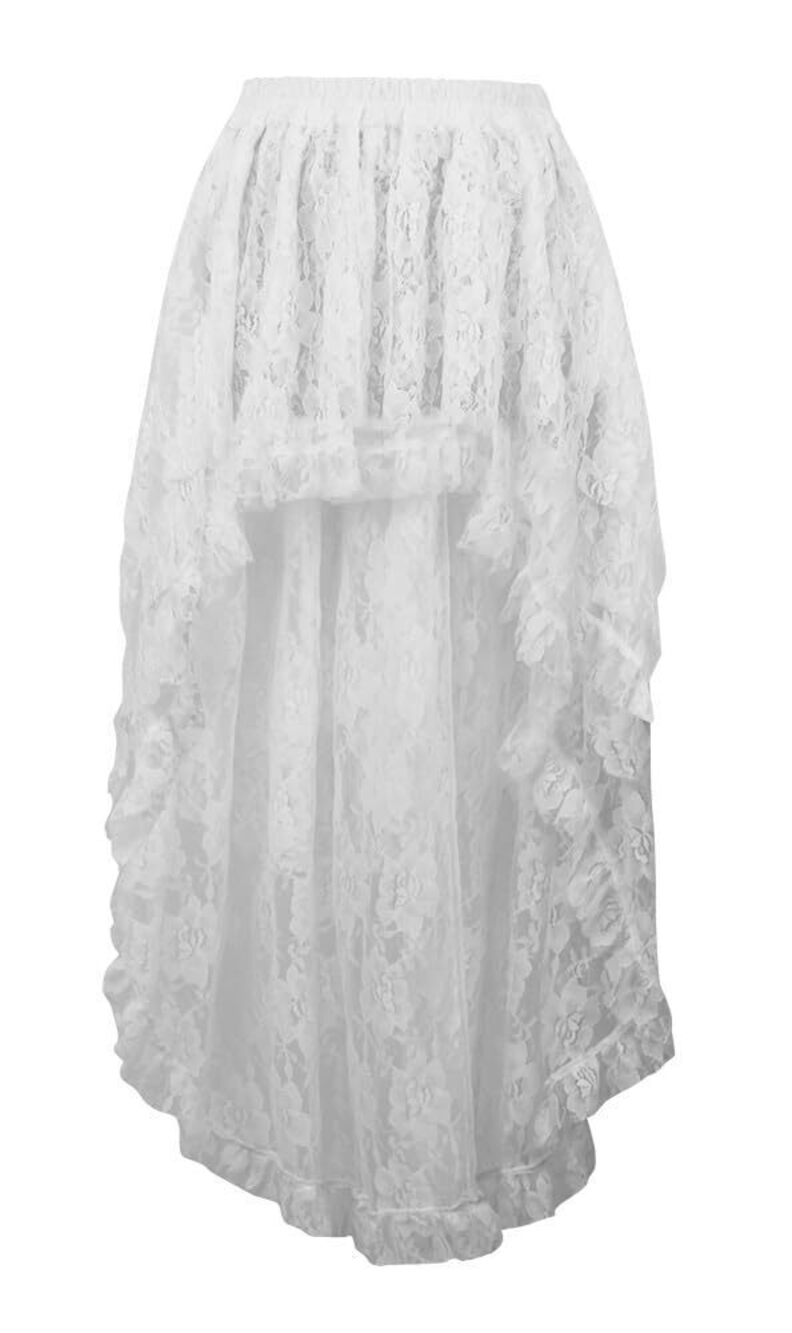 4155 White Lace Hi Low Skirt Queen